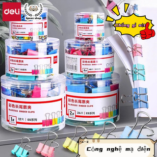 Deli Kẹp Bướm Sắc Màu Kim Loại Nhiều Size 15mm 19mm 25mm 32mm 41mm 51mm Kẹp Giấy Tài Liệu Văn Phòng