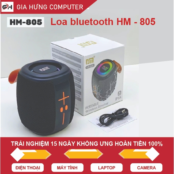 Loa bluetooth HM 805 Không Dây, Công Suất 8W, âm Hay Bass Căng, Chóng nước.
