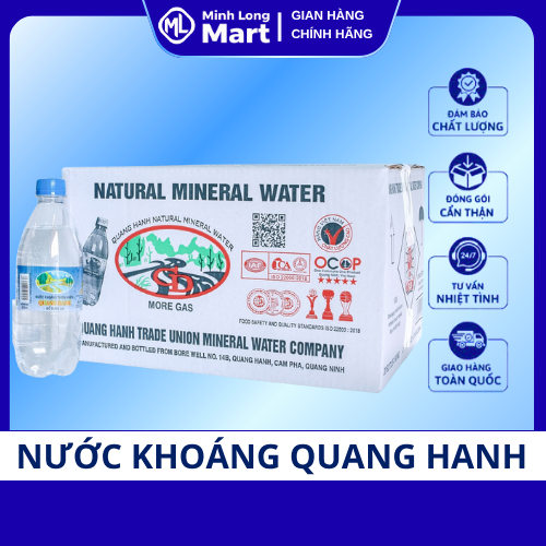 Nước Khoáng Quang Hanh 500ml – Thùng 20 Chai – Có Ga, Vị Mặn Nhẹ – Nước Khoáng Quang Hanh Chính Hãng