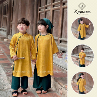  Set Áo dài Cát Du cho Bé trai - Bé gái Áo dài Tết Trung Thu KAMACA Chất liệu lụa gấm cao cấp 