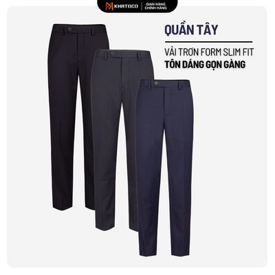 Quần tây nam KHATOCO không ly form Slim Fit tôn dáng gọn gàng mã 18430
