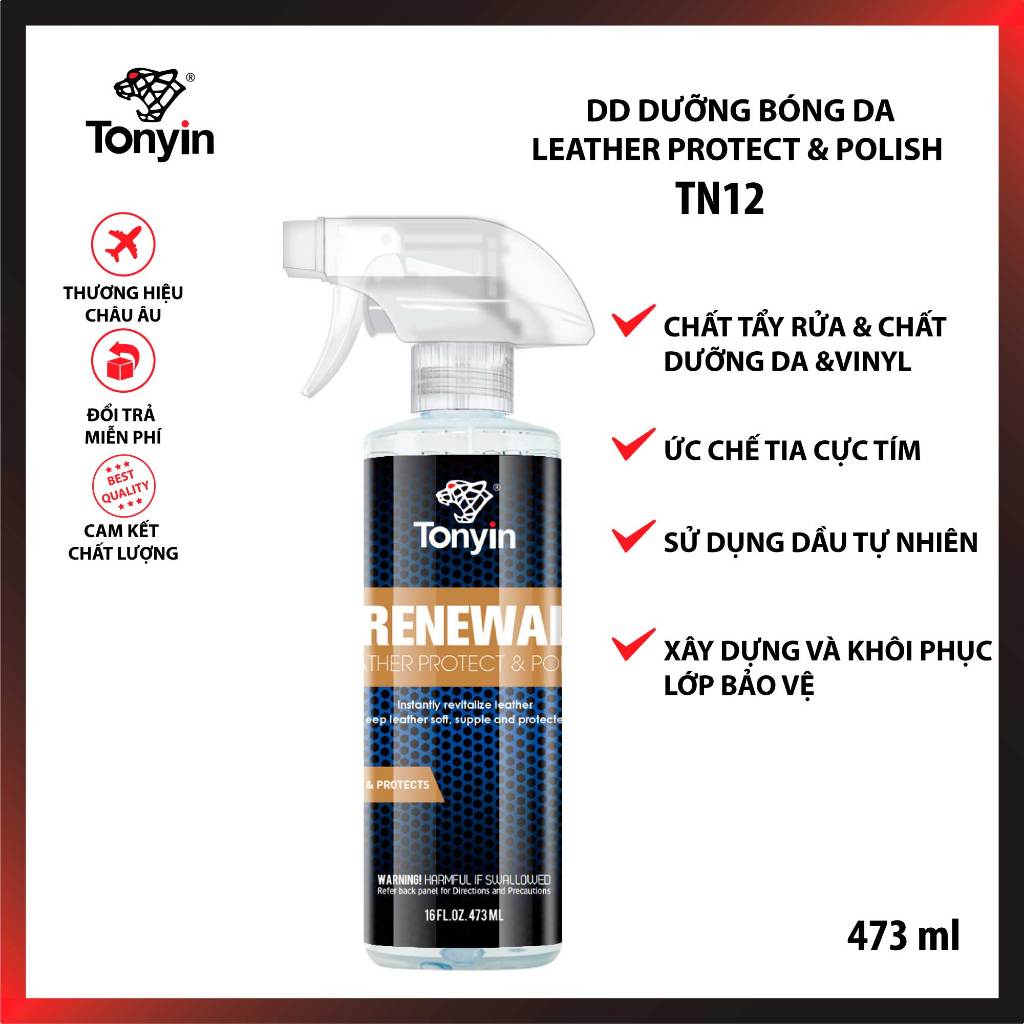 DUNG DỊCH DƯỠNG BÓNG DA INTERIOR QUICK DETAILER TONYIN TN12 473ML