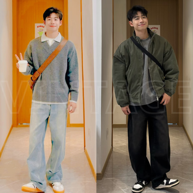 Quần Jean nam Ống Rộng, ống Suông, jeans baggy wash xanh retro, vintage, smoke, grind, blue, whose