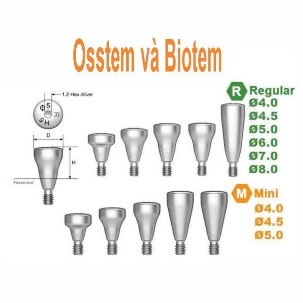 Healing Abutment for Ossem & Biotem Implant - Healing Phục Hình Implant  Cấy Ghép