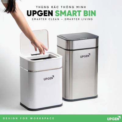 Thùng Rác Thông Minh Upgen Smart Bin - Cảm Biến 360°, Hút Túi Rác Phẳng, Thùng Trong Rời, Sạc Type-C