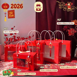   GIÁ RẺ  Combo 10 - Hộp Giấy HQ Đỏ Đựng Quà Tết Đựng Hũ Pet Nắp Nhôm Hạt Dinh Dưỡng Điều Macca 