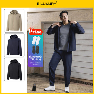   TẶNG 01 ĐÔI TẤT  Bộ Quần Áo Gió Nam Thể Thao Biluxury Chất Vải Gió Chun Kháng Nước  Mũ Có Thể Tháo Rời  