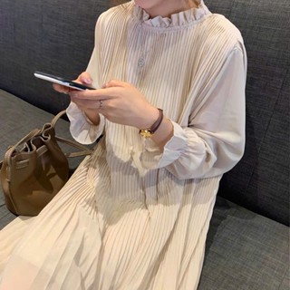  Đầm babydoll dáng dài chất vải voan 2 lớp kín đáo được thiết kế tay dài thanh lịch cao cấp - 55Kg.Linh 