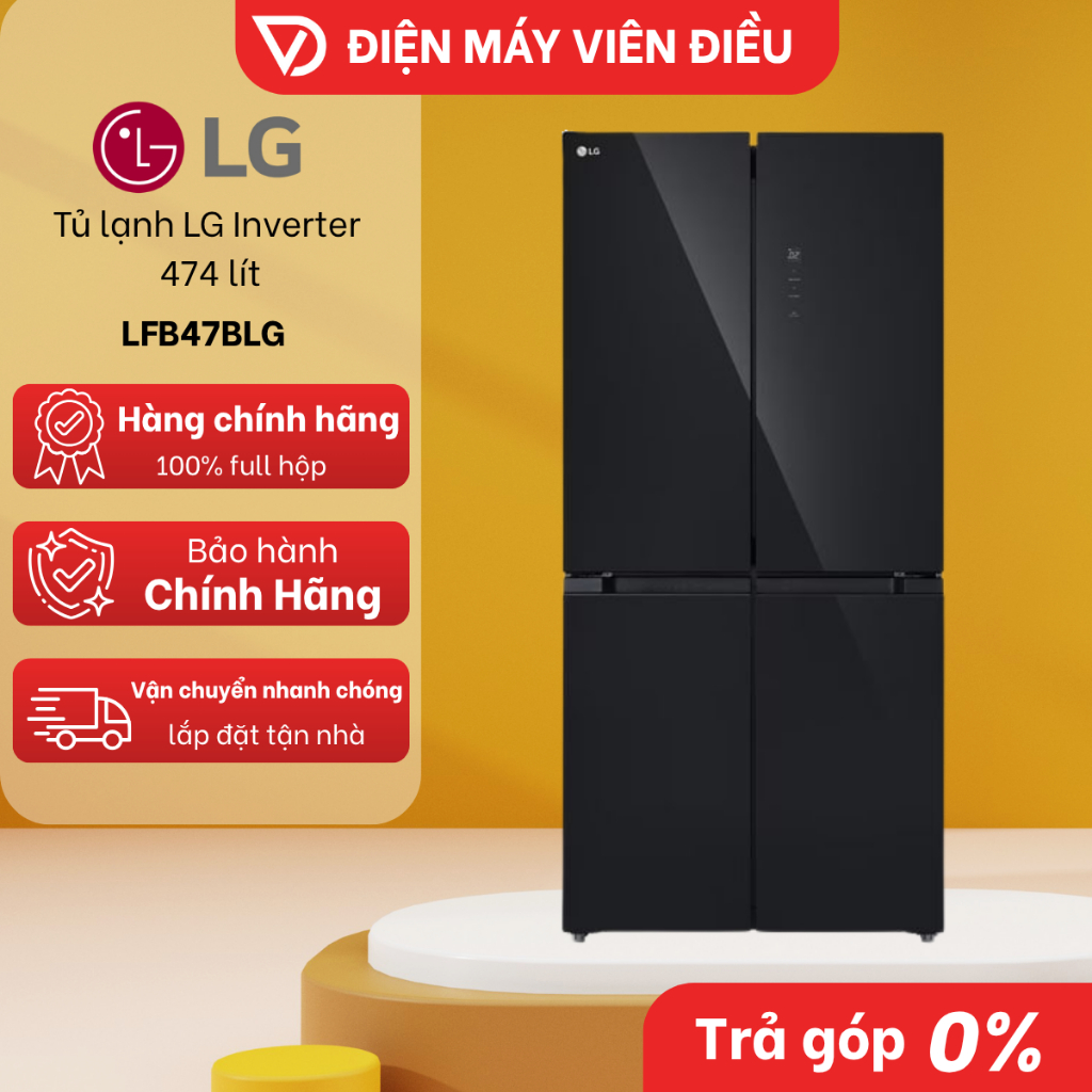 [FREESHIP NGHỆ AN] Tủ lạnh LG Inverter 474L LFB47BLG – Làm lạnh nhanh, tiết kiệm điện