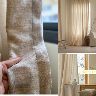   Cửa chính  Rèm Vải Voan Linen Màu Be Phong cách VINTAGE dùng decor Trang trí phòng khách phòng ngủ Homestay 