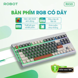   Mới  Bàn Phím Có Dây ROBOT RK40 Nút Ấn Tĩnh Âm Không Gây Ồn Có Led 7 Màu  Thiết Kế Mỏng Nhẹ - Bảo Hành 12 Tháng 