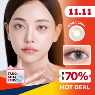  Kính áp tròng EYEIYAGI lens xám tây Nora Gray giãn tròng 14.2mm lens cận 3 tháng có lệch độ  0-8  