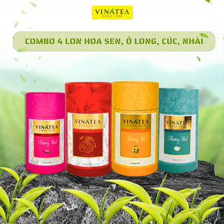 Trà Vinatea Hương Việt Lon Giấy Nhiều Loại - Ô Long, Cúc, Hồng Shan, Hoa Nhài, Sen-70g, 80g, Vinatea