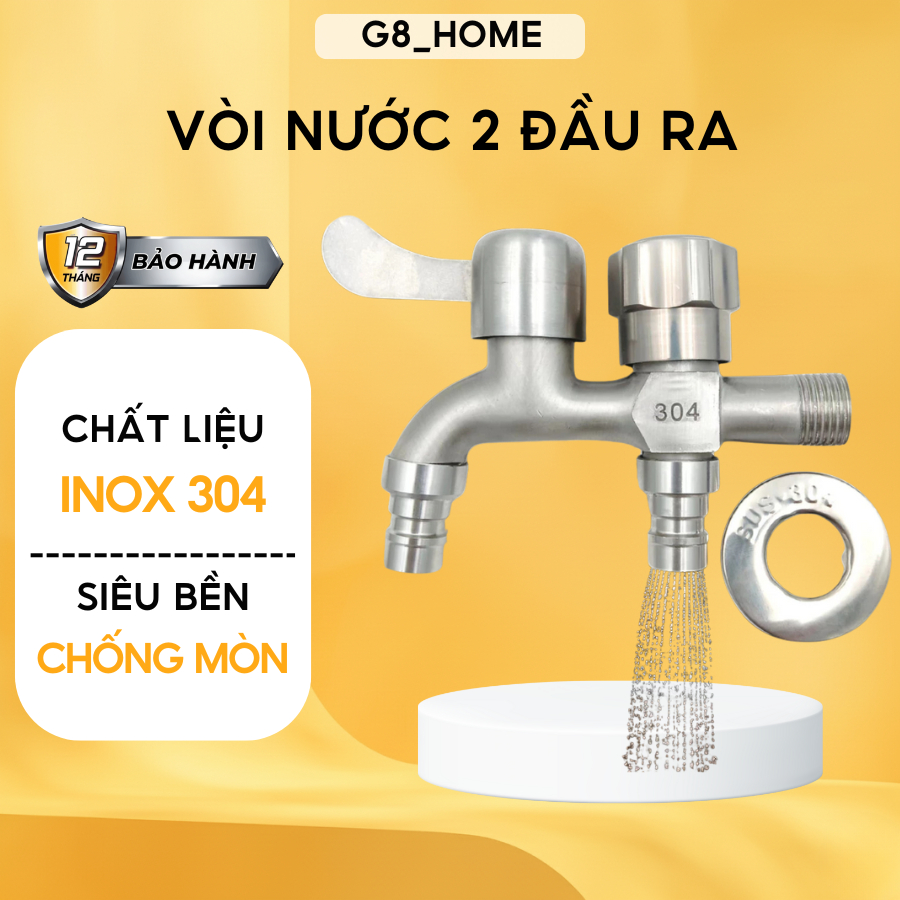 Vòi Nước 2 Đầu Ra,Vòi Nước 2 Đầu Chia Nước Thành 2 Cổng Xả Độc Lập