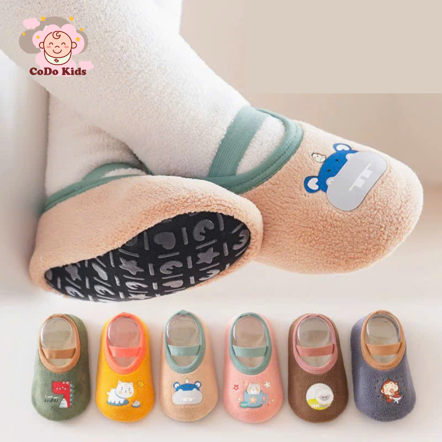 Giày Tất Tập Đi Cho Bé Trai Bé Gái Đế Mềm Chống Trơn Trượt Hoạ Tiết Hình Thú Siêu Dễ Thương