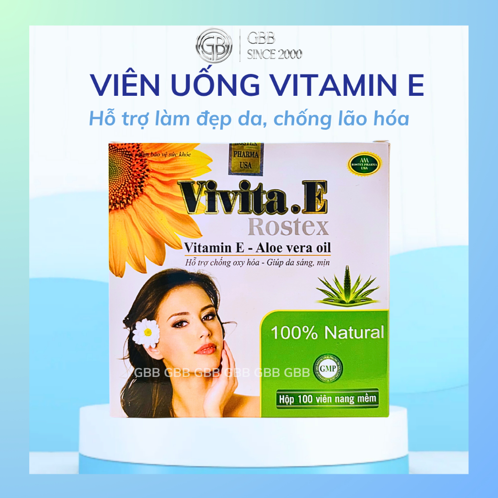 Viên uống đẹp Vitamin E hỗ trợ làm trắng sáng da mặt, chống lão hóa (Hộp/ 100 viên)