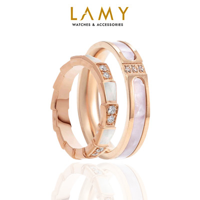 Nhẫn cặp đôi LAMY Stone Inlaid Rose Gold Ring 8047 & 8021