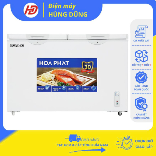 [ SHIP HỎA TỐC HCM] Tủ đông Hòa Phát HPF AD6352.T1 / HPF AD6352 1 ngăn đông 2 cánh kính cường lực -B