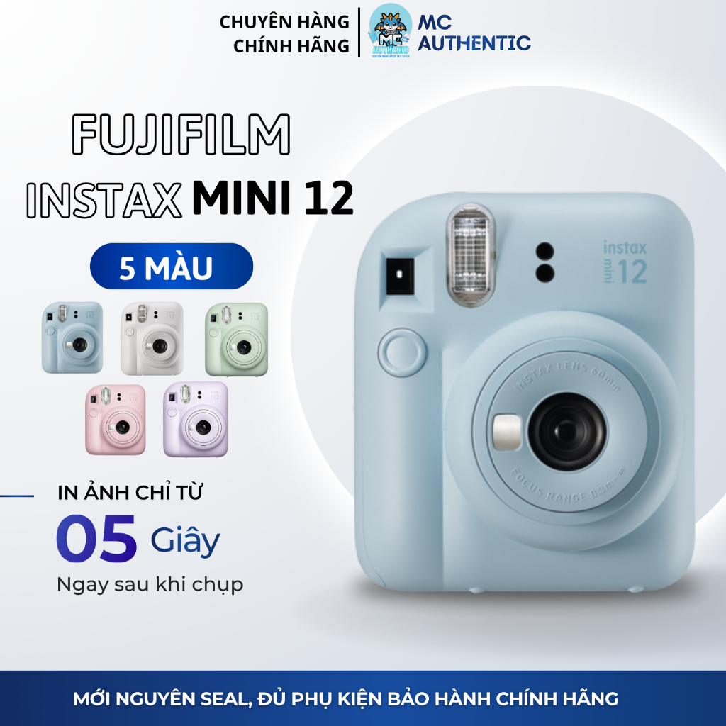 [CHÍNH HÃNG] Máy Chụp Ảnh Lấy Liền Fujifilm Instax Mini 12 Chính Hãng – 5 Màu Trẻ Trung – Tặng Kèm D
