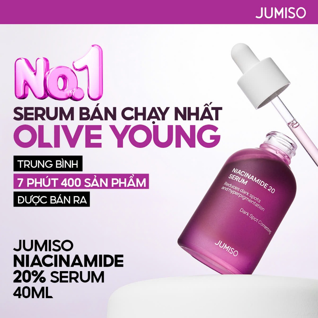  Niacinamide 20% Tinh chất hỗ trợ dưỡng sáng mờ thâm JUMISO Niacinamide 20% Serum 40ml 