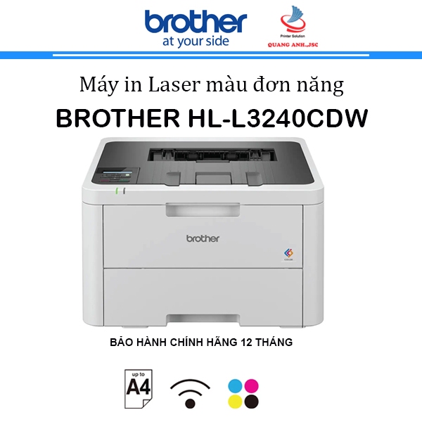 Máy in laser màu Brother HL-L3240CDW (In đảo mặt| A4| A5| USB| LAN| WIFI)