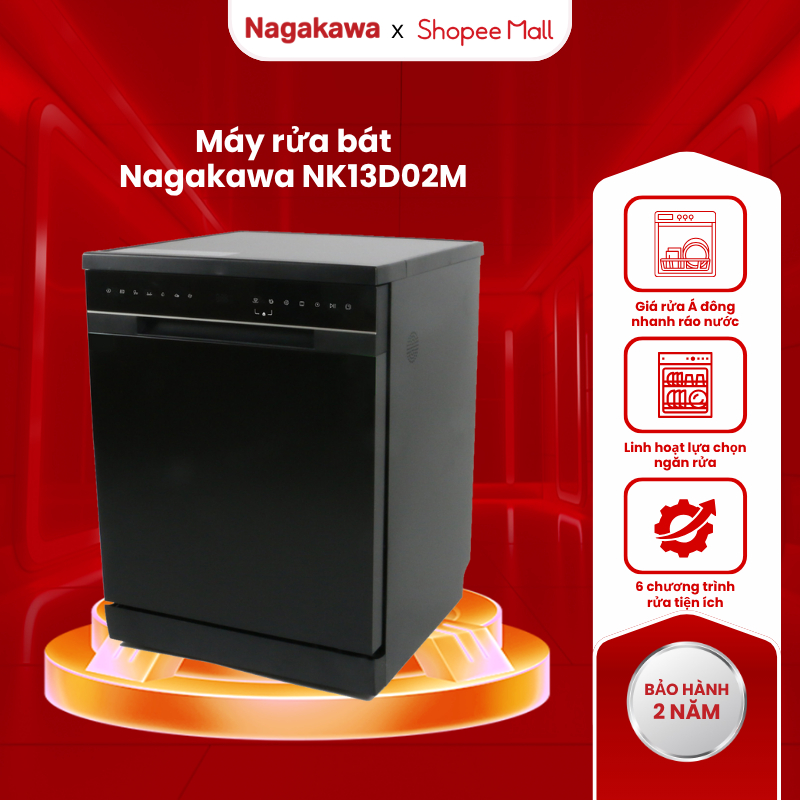[LIVE] Máy rửa bát 13 bộ cao cấp Nagakawa NK13D02M, diệt khuẩn UV Led, bảo hành 2 năm