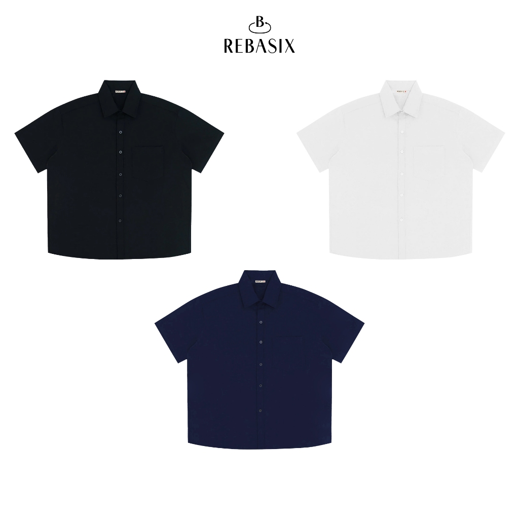 Áo Sơ Mi Tay Ngắn Trơn Local Brand REBASIX Áo Sơ Mi Nam Nữ Form Boxy Chất Liệu Oxford