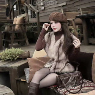  Áo ghi lê nữ lông nhân tạo dáng vest phong cách retro sang trọng trẻ trung dễ phối đồ – mẫu mới mùa đông 2025. 