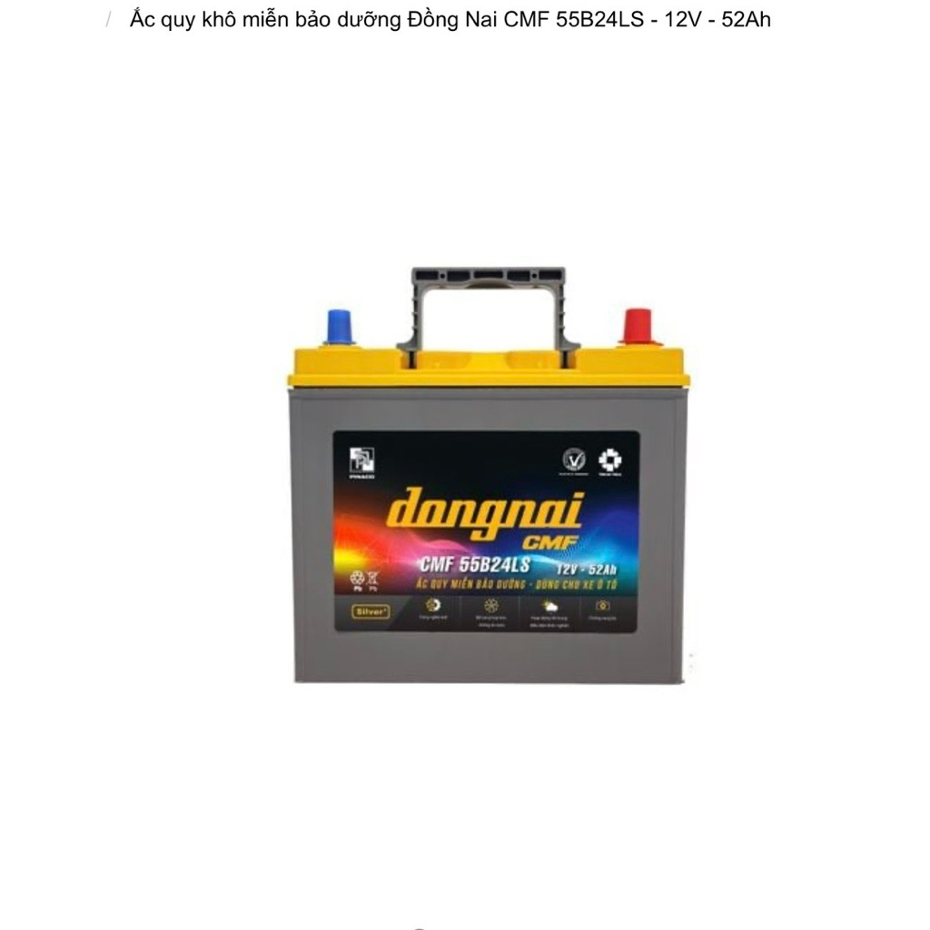 Bình ắc quy 12v khô đồng nai CMF 55B24LS 52ah