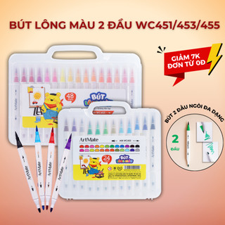   GIẢM SỐC  Bút Viết Calligraphy 2 Đầu CLASSMATE 48 24 Màu Ngòi Brush Trang Trí Sổ Vở Không Thấm Giấy AM-WC453 455 