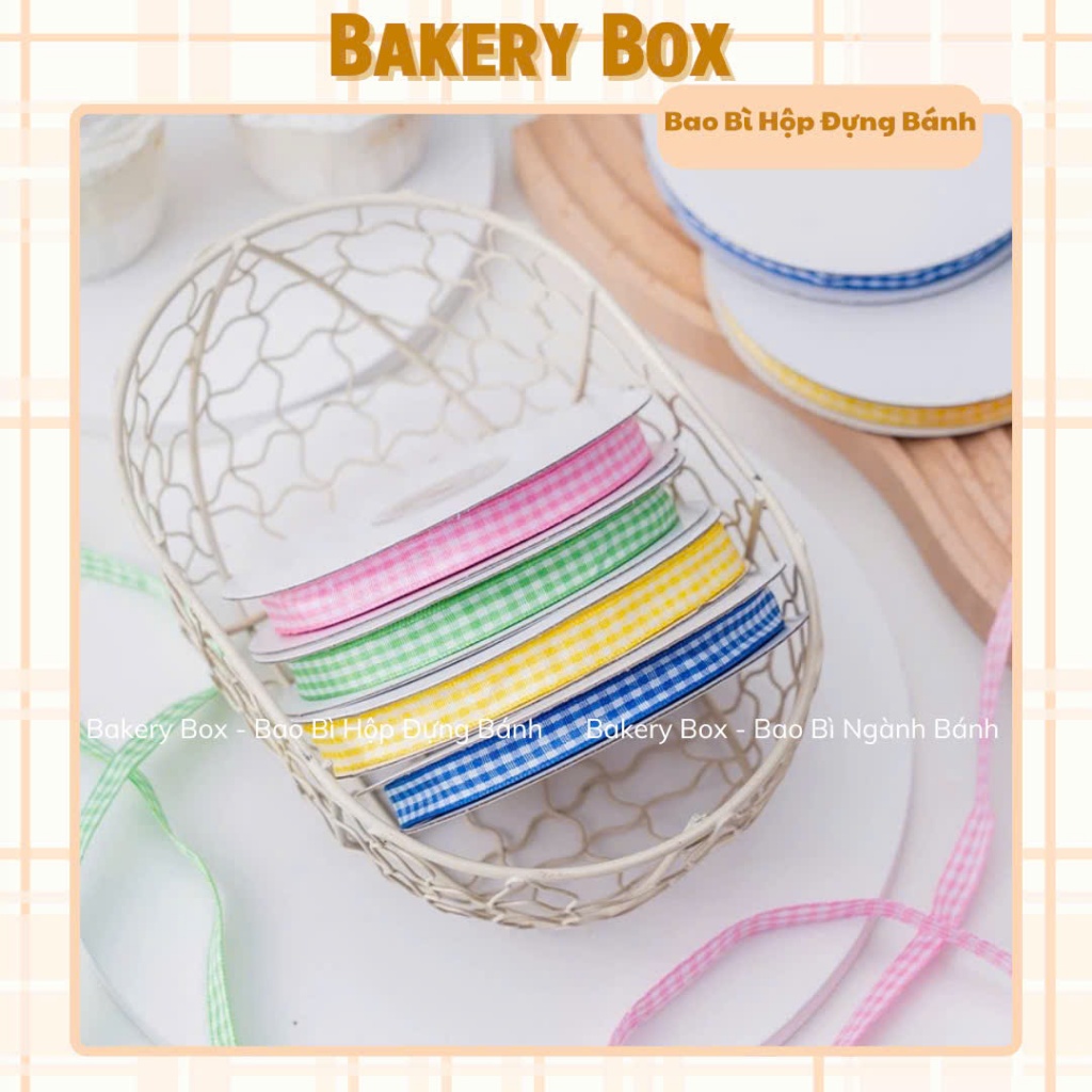 (Cuộn 25M) Ruy Băng Caro Bản 1 CM Gói Quà Tặng, Hộp Đựng Bánh, Hoa - BAKERY BOX
