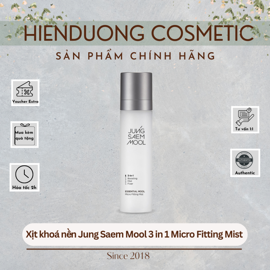 Xịt khoá nền Jung Saem Mool 3 in 1 Micro Fitting Mist | Xịt khoáng cấp ẩm, khoá make-up