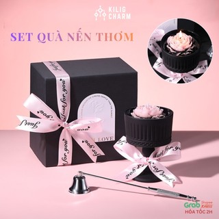  Hộp quà tặng nến thơm hoa hồng đen tự nhiên đóng gói ruy băng tặng người yêu 165g KILIG CHARM-KS11 