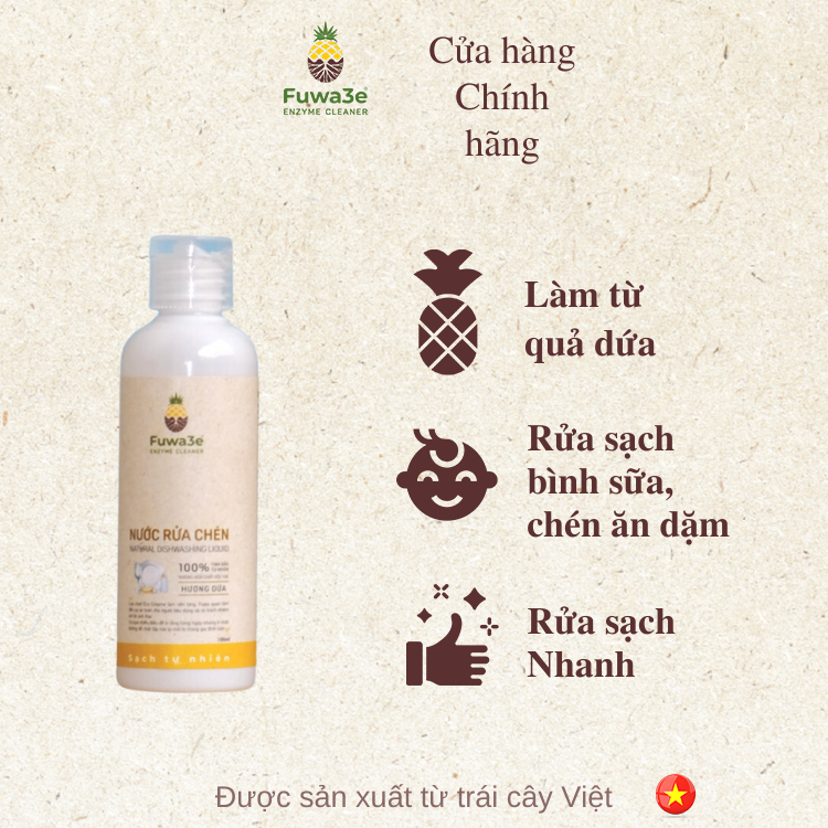 [Hàng tặng - 100ml] Nước Rửa Chén Fuwa3e - Nước rửa bình sữa cho bé - Rửa chén cho bé ăn dặm
