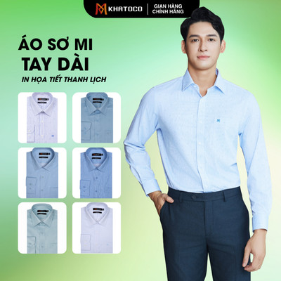 Áo sơ mi nam KHATOCO form Tailor Fit mềm mịn thoáng mát in hoạ tiết thanh lịch mã 18464