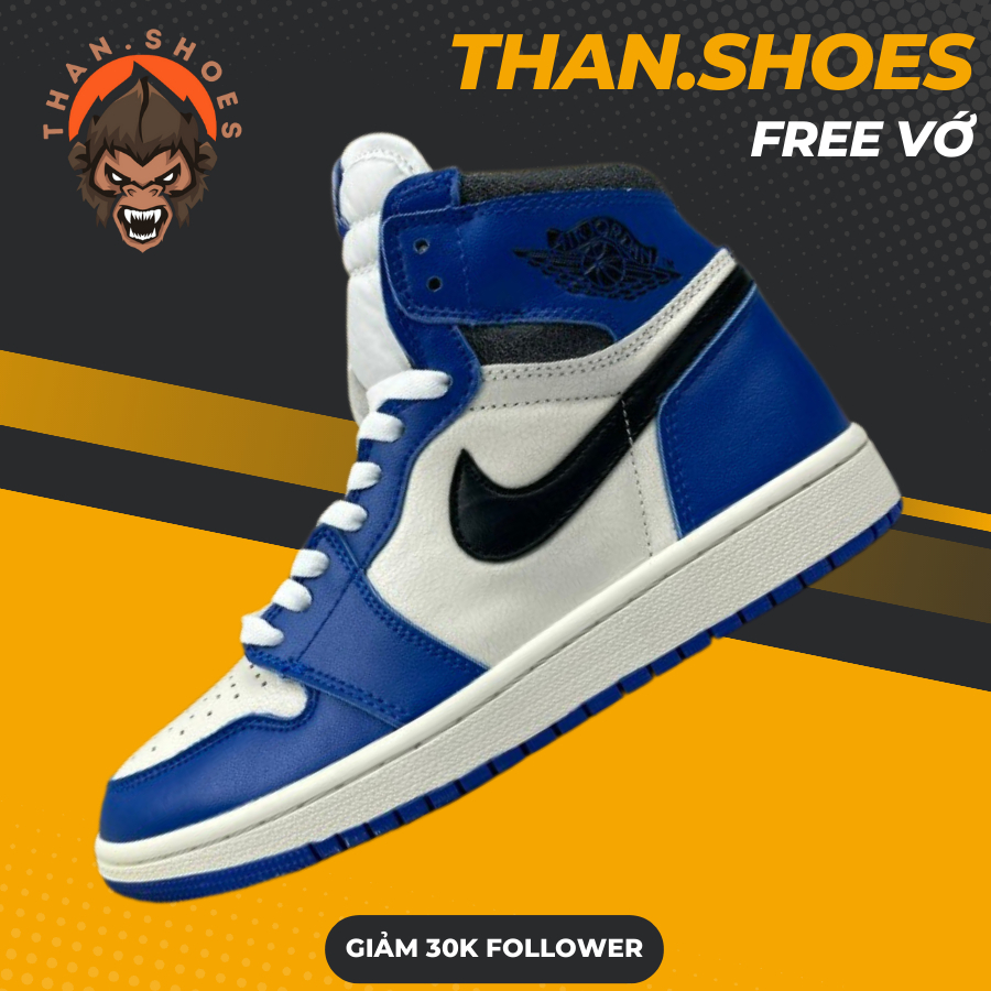 Giày JD1 High Royal Reimagined, JD1 Cổ Cao Xanh Trắng Da Nứt - Than.Shoes