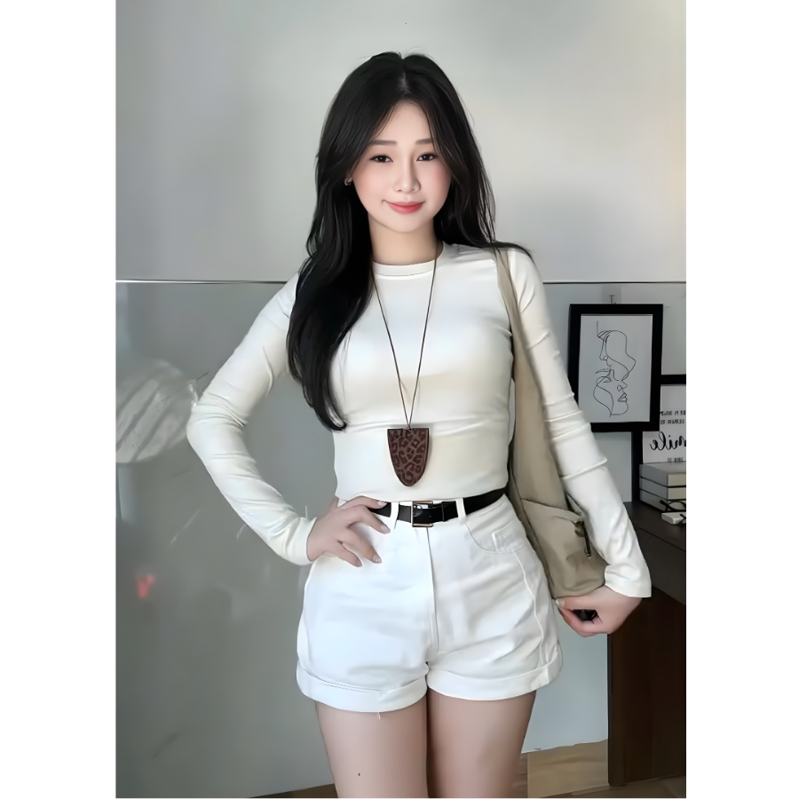 Quần jean nữ ngắn SARAMIA, quần short nữ cạp cao ống xắn gấu dáng chữ A màu trắng đen vải bò S13 | BigBuy360 - bigbuy360.vn