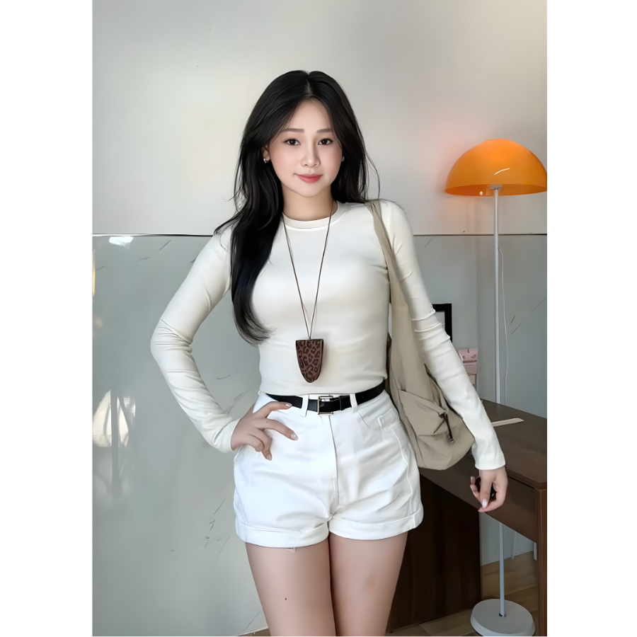 Quần jean nữ ngắn SARAMIA, quần short nữ cạp cao ống xắn gấu dáng chữ A màu trắng đen vải bò S13 | BigBuy360 - bigbuy360.vn