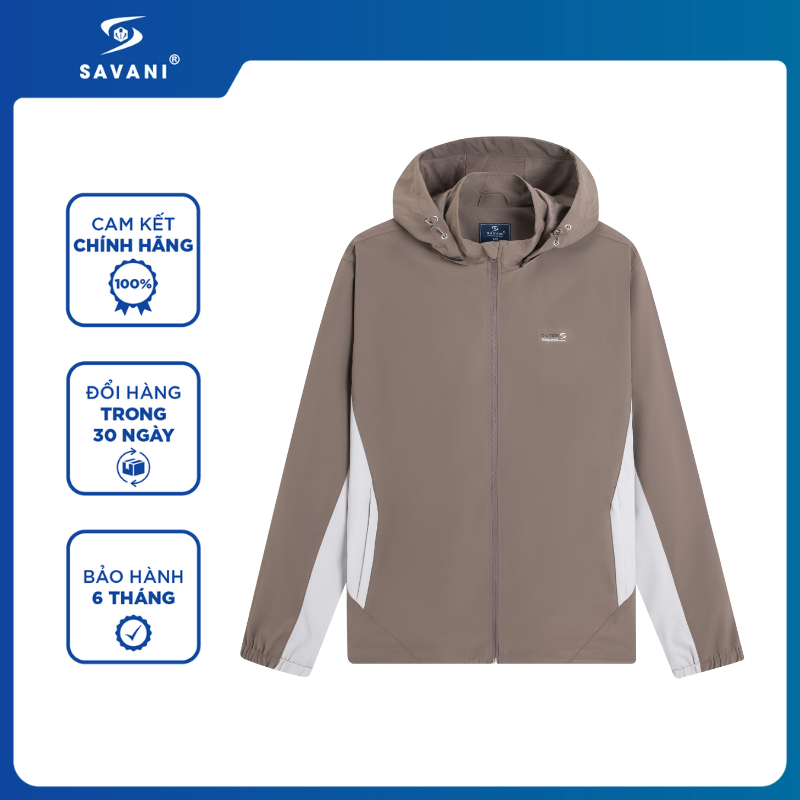 Áo Khoác Gió Nam SAVANI Cao Cấp, In Logo Trước Ngực, Chất vải Cản Gió, Giữ Màu Tốt MGFA001W5