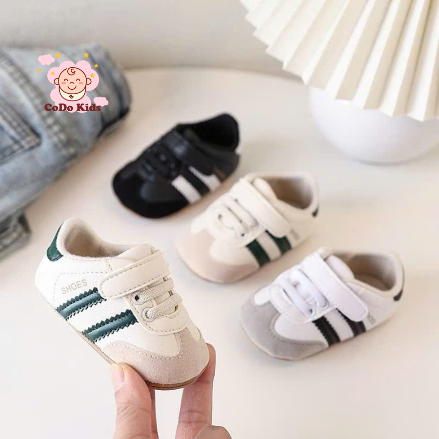 Giày Tập Đi Chống Trượt Cho Bé Sơ Sinh Từ 0–18 Tháng Tuổi Chất Liệu Da PU Mềm Nhẹ