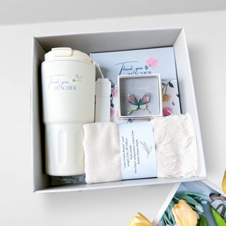 Hộp Quà Tặng Cô Giáo Ly Giữ Nhiệt 600ml Sổ Tay Khăn Linen Trâm Cài Áo | ANSGIFT