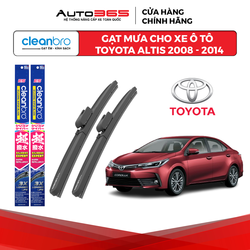 Gạt mưa Cleanbro cho xe ô tô Toyota Altis lưỡi silicon phủ nano - Auto365 Store