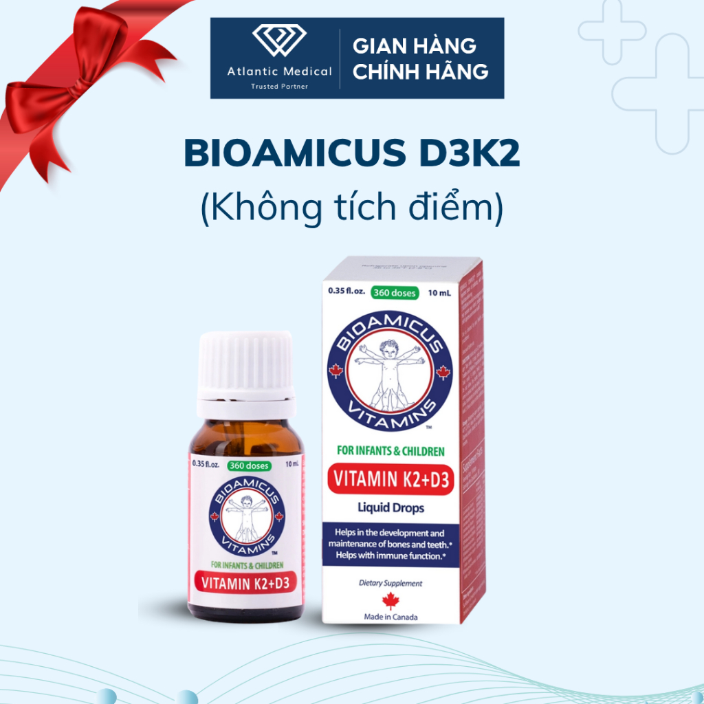 [Quà Tặng] BioAmicus Vitamin D3K2 MK7 Lọ 10ml (KHÔNG TÍCH ĐIỂM)