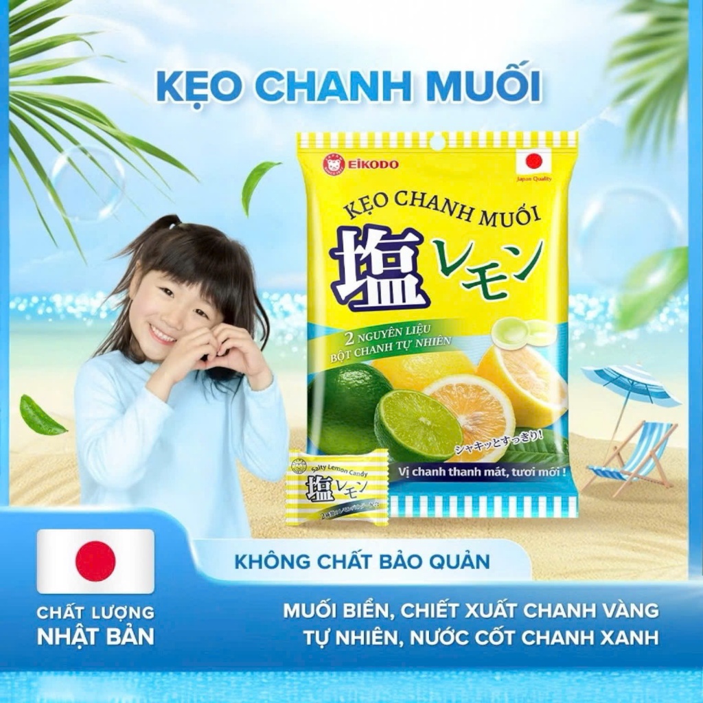 [Ship Hỏa Tốc] Kẹo Chanh Muối Nhật Bản 120g hàng chính hãng Eikodo hàng hot
