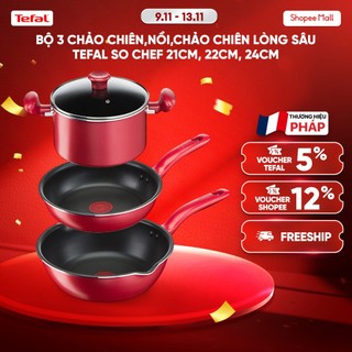  Combo Tefal So Chef Chảo chiên 21cm & Nồi 22cm & Chảo chiên sâu lòng 24cm 