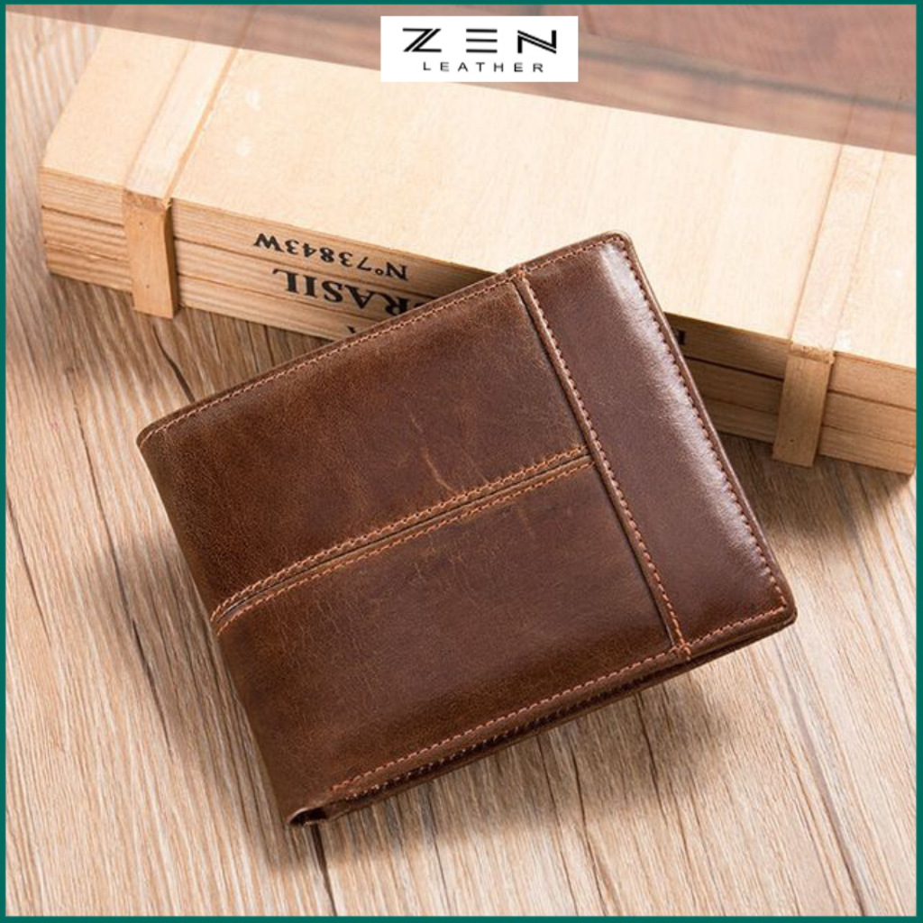 ví nam Zen07, bóp nam da bò cao cấp, ví da nam dáng ngang thiết kế nhiều ngăn đựng tiền thẻ, bh 06 tháng - Zen Leather