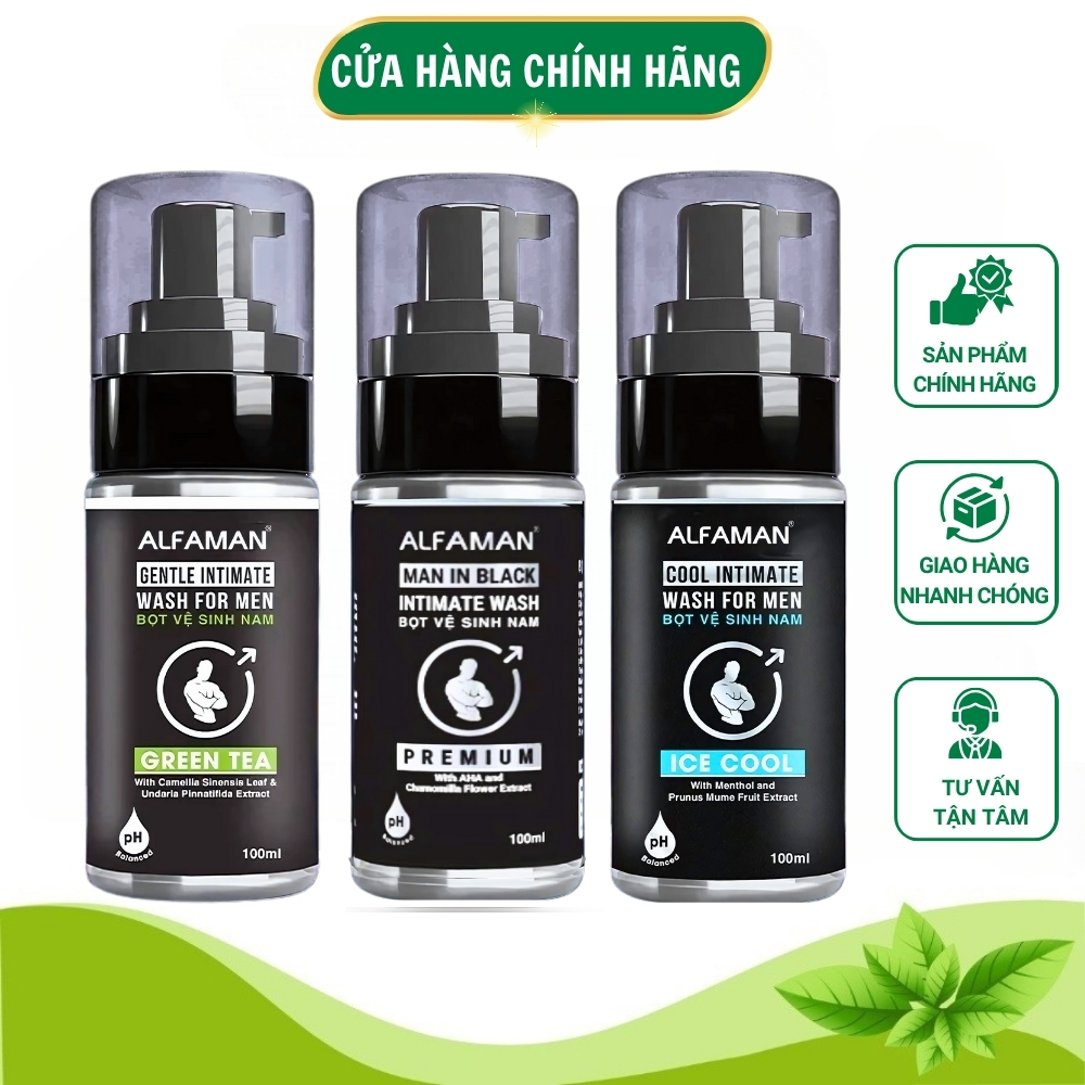 Bọt Vệ Sinh Nam Giới Alfaman 100ml Dưỡng Ẩm Tạo Bọt Mịn Thơm Vùng Kín Khử Mùi Hiệu Quả DDVS Nam
