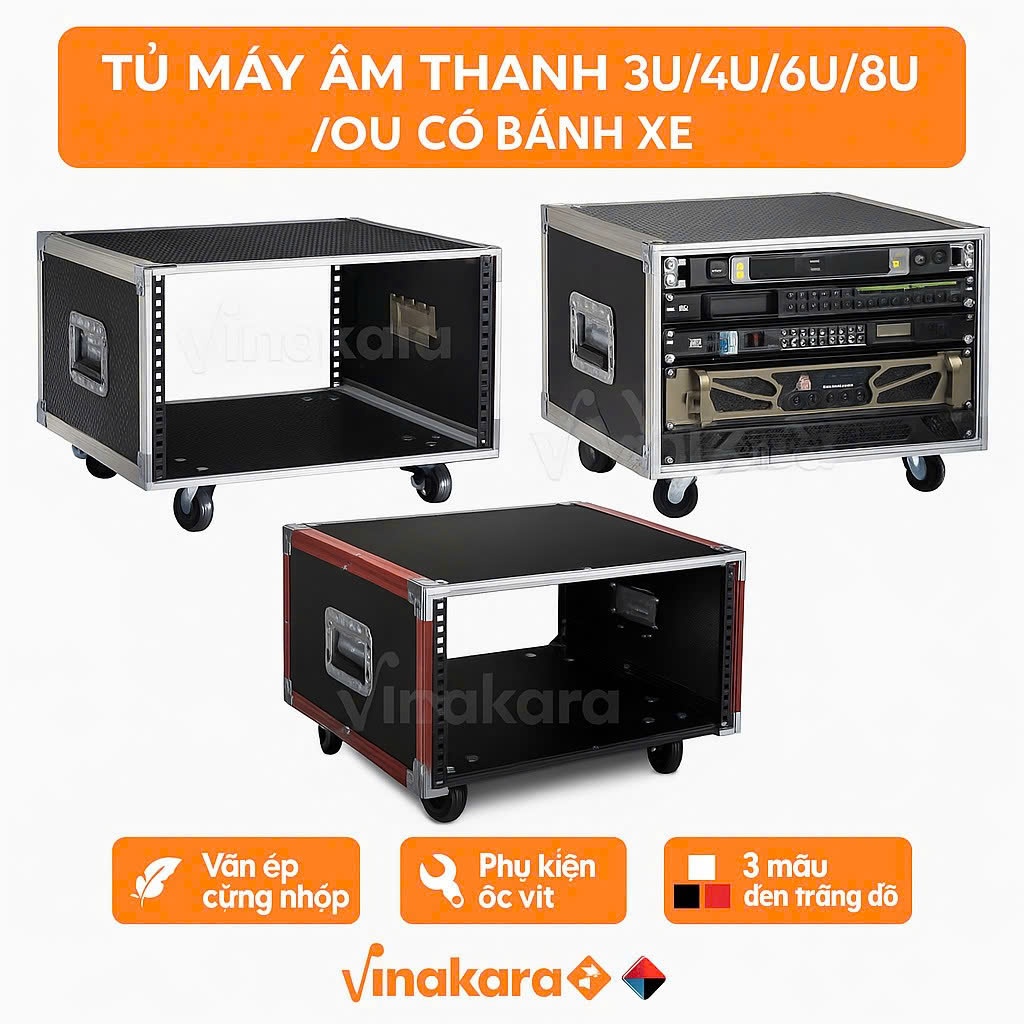 Tủ gỗ rack âm thanh (không cửa, có bánh xe) 4U-6U - tủ chắc chắn - thẩm mỹ - dễ sử dụng tải 300kg