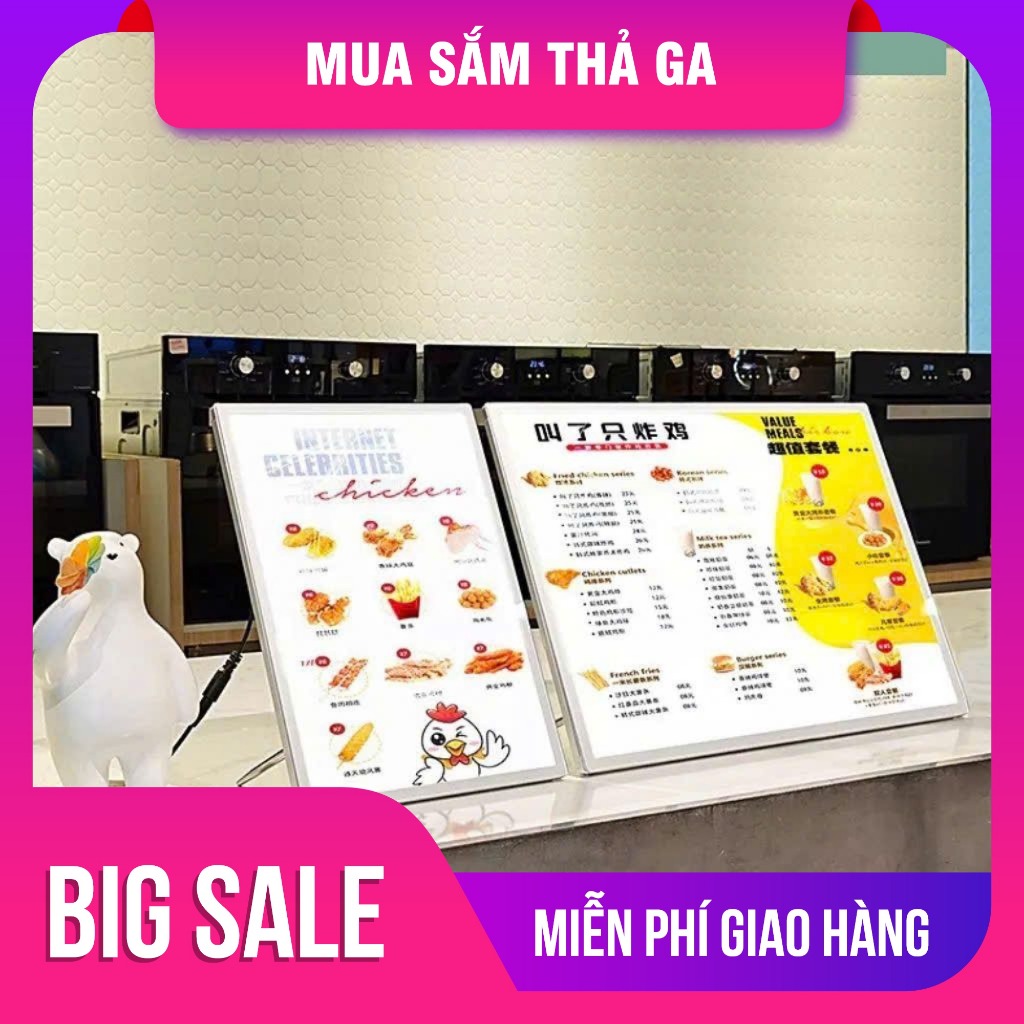 Biển led quảng cáo mặt kính cường lực, khung tranh điện, menu led siêu mỏng a2, a3, a4