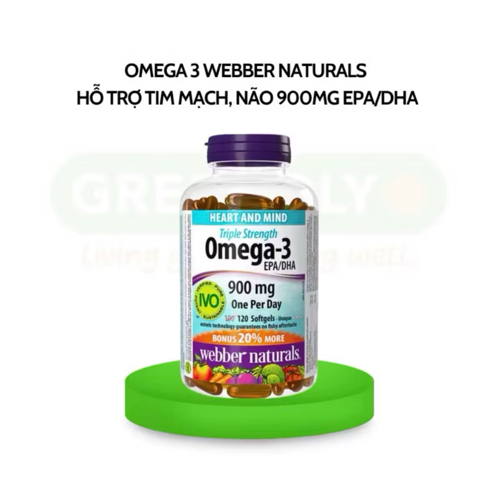 {CHÍNH HÃNG} Omega3 triple strength của webber natural hỗ trợ mắt, não, tim mạch, mỡ máu hộp 80 viên